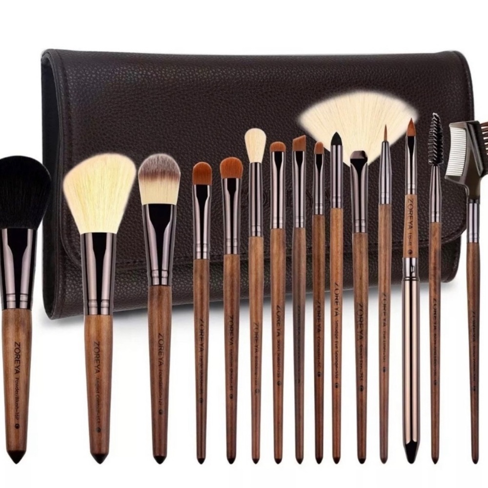 ZOREYA Makeup Brush Sets,15pcs Unique Walnut Makeup Brushes 12 psc lot